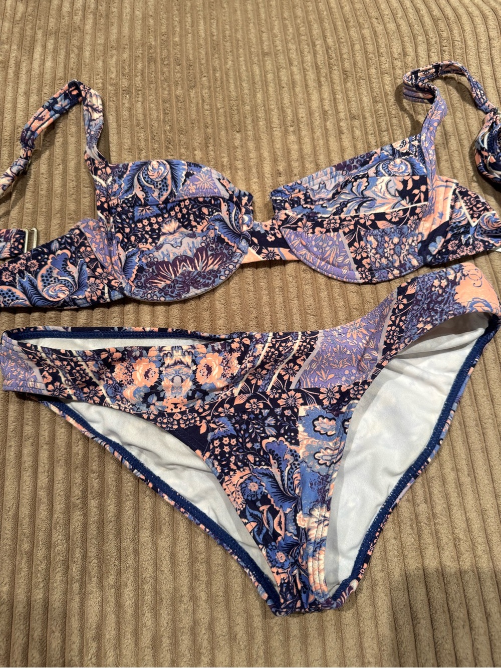 Billabong Navy and Blush Paisley Underwire Bikini Set